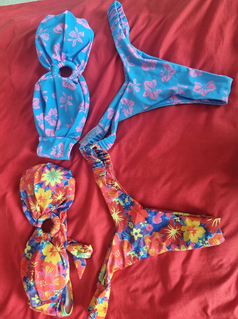 2-Piece Bikini Bundle – Size L – Colorful Floral Ring Detail Sets